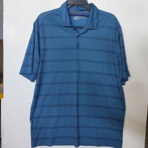 Nike Mens L Golf Dri-Fit Blue Fade Stripe Short Sleeve Polo Shirt
